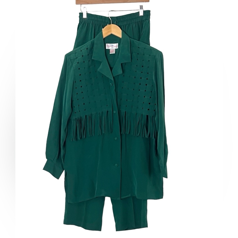 Rhoda Lynn | NWT 80’s dead stock washable silk western pant set size sma…